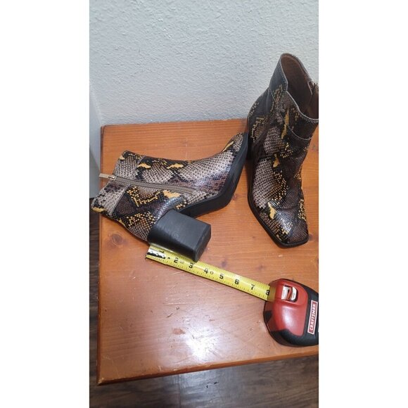 FRANCO SARTO WOMEN'S SNAKE SKIN LEATHER BLOCK PUMP ANKLE HEEL BOOTS SIZE 7 - Picture 8 of 8